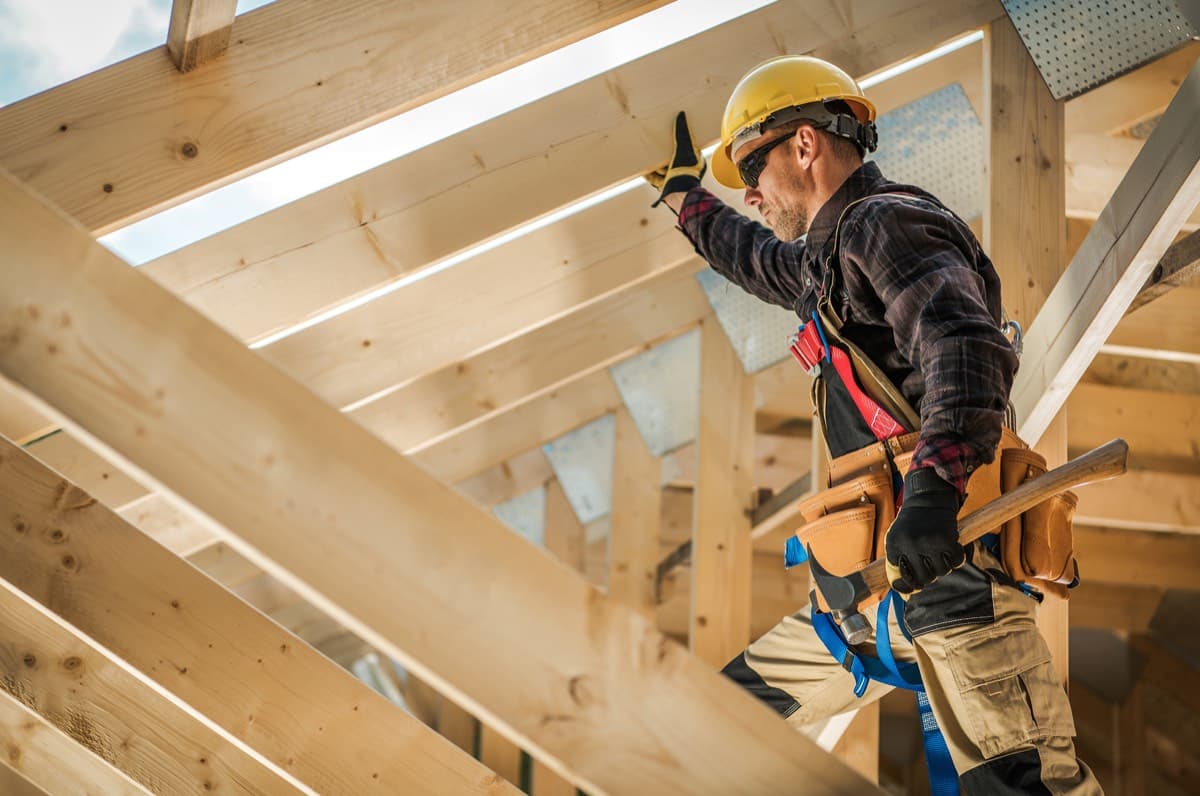 Framing crew keeping a build on schedule on-site